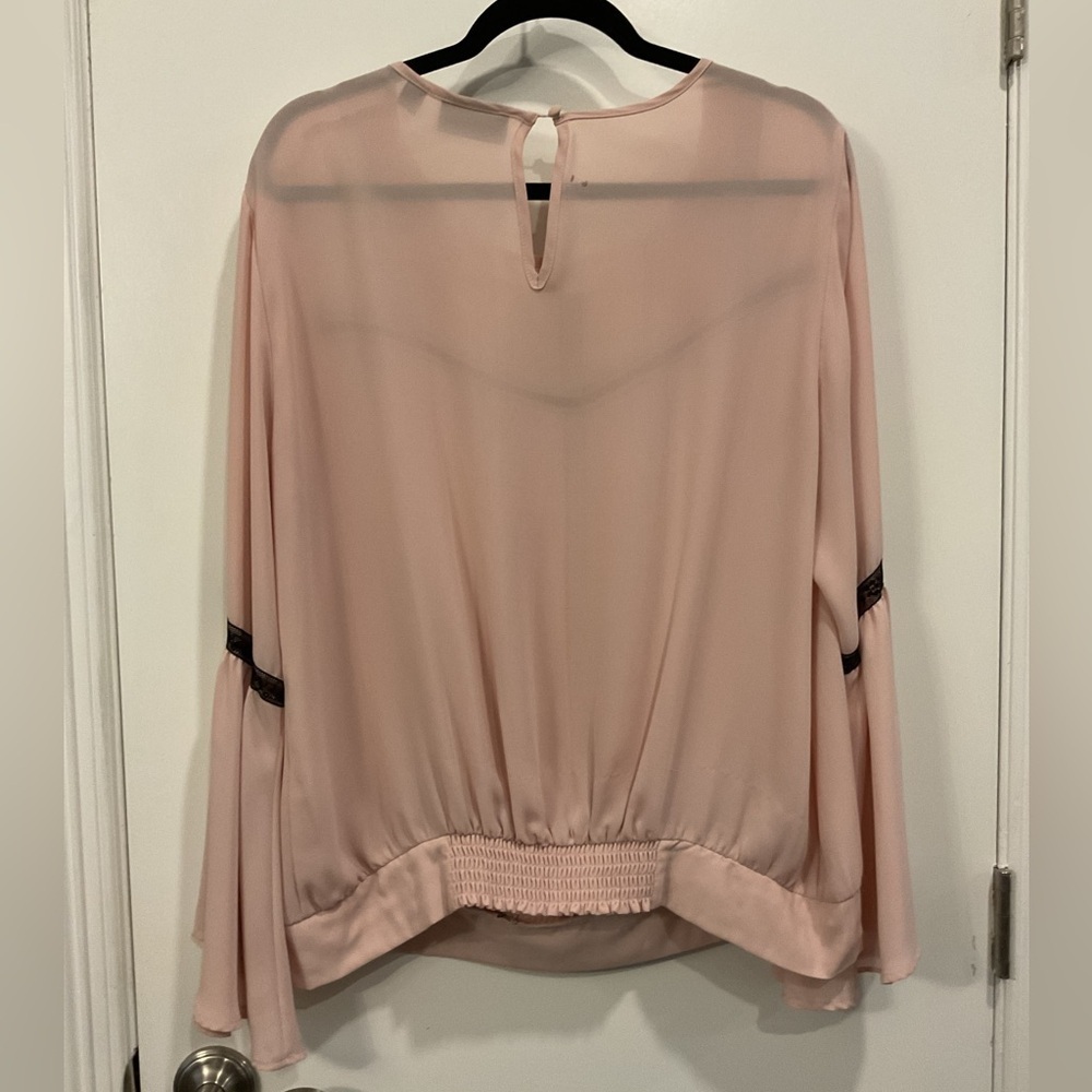 7th Avenue New York & Company Light Pink Blouse with Black Detailing - Picture 5 of 6